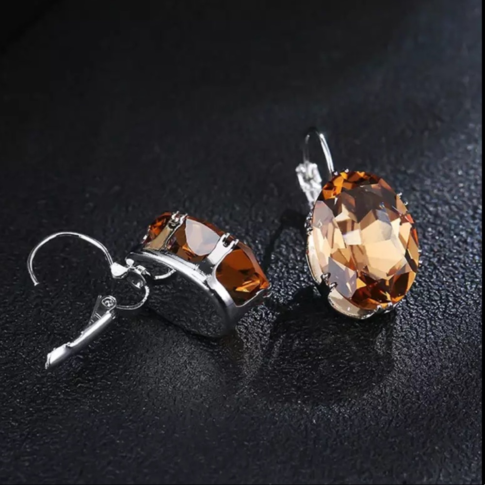 Sterling Silver Plated Morganite Earrings - Picture 4 of 5